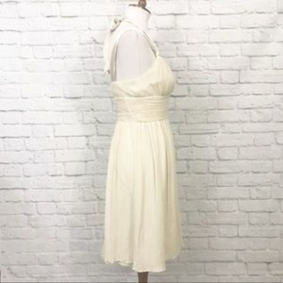 Donna Morgan 100% Silk Chiffon Ivory Dress Size 6 - Picture 6 of 7